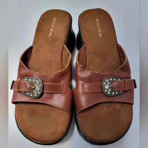 Roper Women's Chunky Heel Platform Leather Sandals Size 9